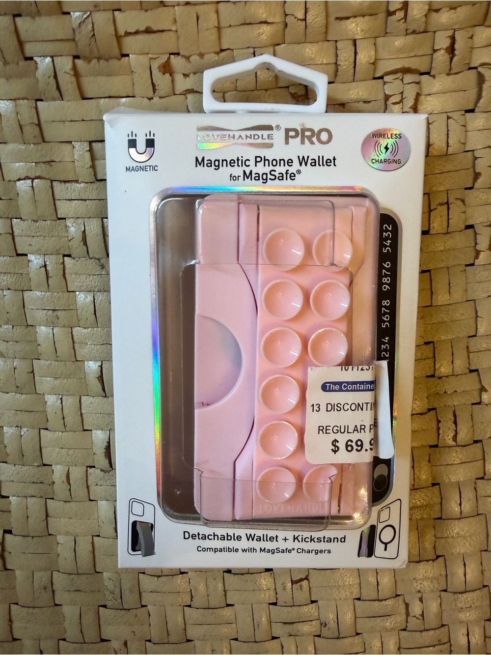 LoveHandle Pro MagSafe Msgnetic Suction Phone Grip  Wallet & Kickstand - Pink